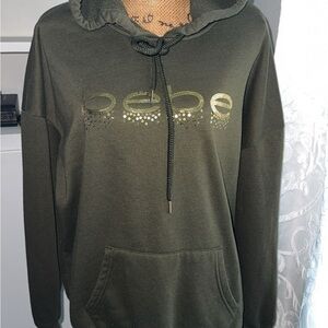 Bebe Olive  Green Hoodie with Metallic Gold Logo